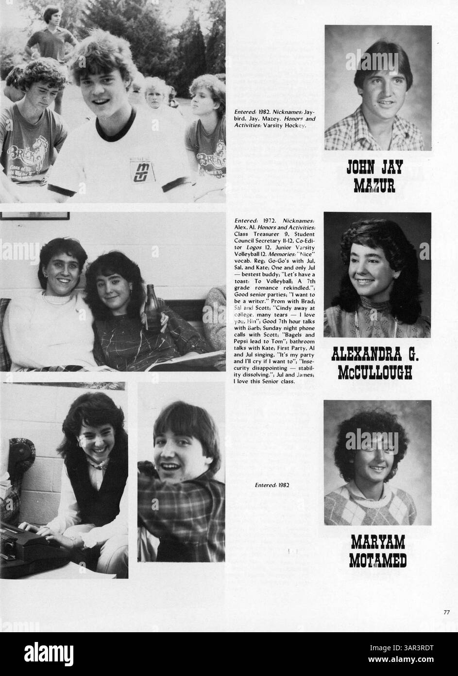 Das Breck Mustang Jahrbuch 1983 zeigt Schülerporträts, Schulveranstaltungen und sportliche Leistungen aus dem Schuljahr 1982-1983. Stockfoto