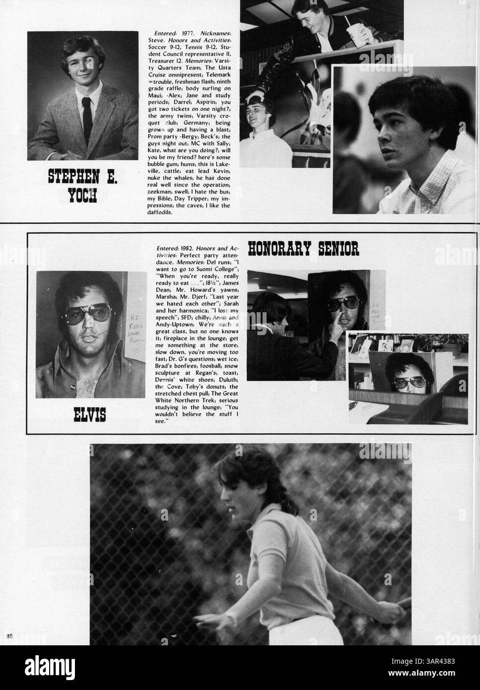 Das „Breck Mustang“ Jahrbuch 1983 dokumentiert die Höhepunkte des Schuljahres 1982-1983 an der Breck School. Stockfoto