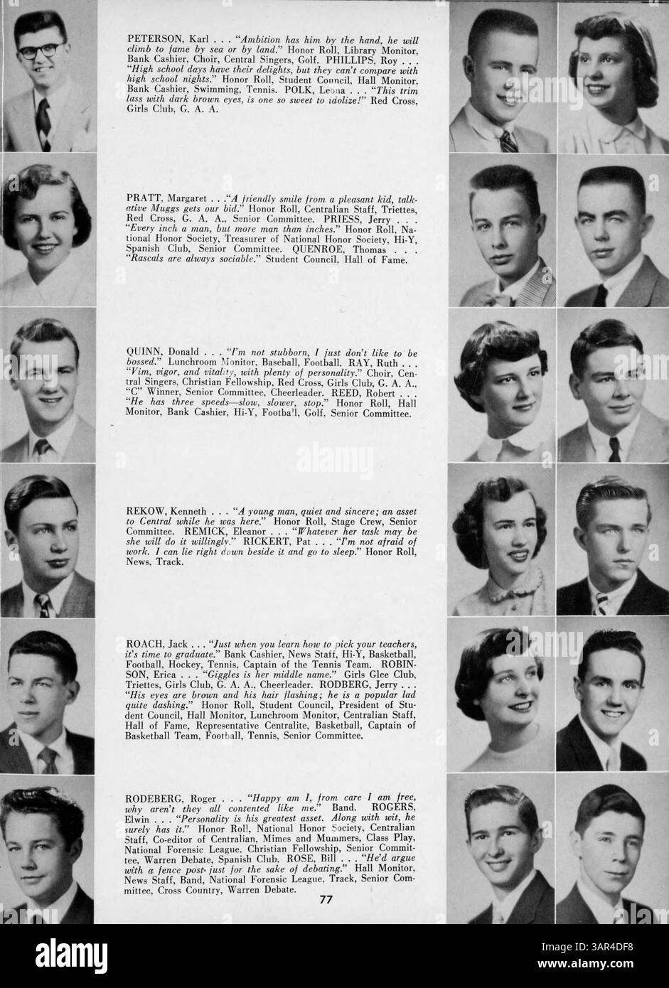Das „Centralian“ Jahrbuch von 1953 fasst die Höhepunkte des 1952-1953-jährigen Bestehens der Central High School zusammen, darunter Schüleraktivitäten, sportliche Veranstaltungen, akademische Meilensteine und Lehrerbeiträge. Es zeigt die vielfältige Schulgemeinschaft, darunter afroamerikanische Studenten und Dozenten, und dokumentiert wichtige Momente in der Geschichte der Schule. Stockfoto
