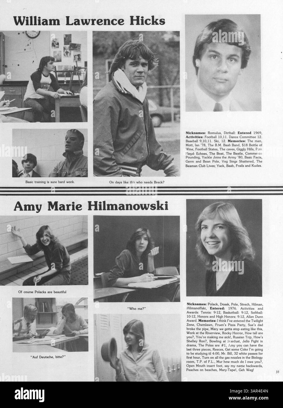 Diese Ausgabe des Jahrbuchs „Breck Mustang“ aus dem Jahr 1981 zeigt die Höhepunkte des Schuljahres 1980-1981 und zeigt Schüler, Lehrer, Vereine, Leichtathletik, und vieles mehr. Stockfoto