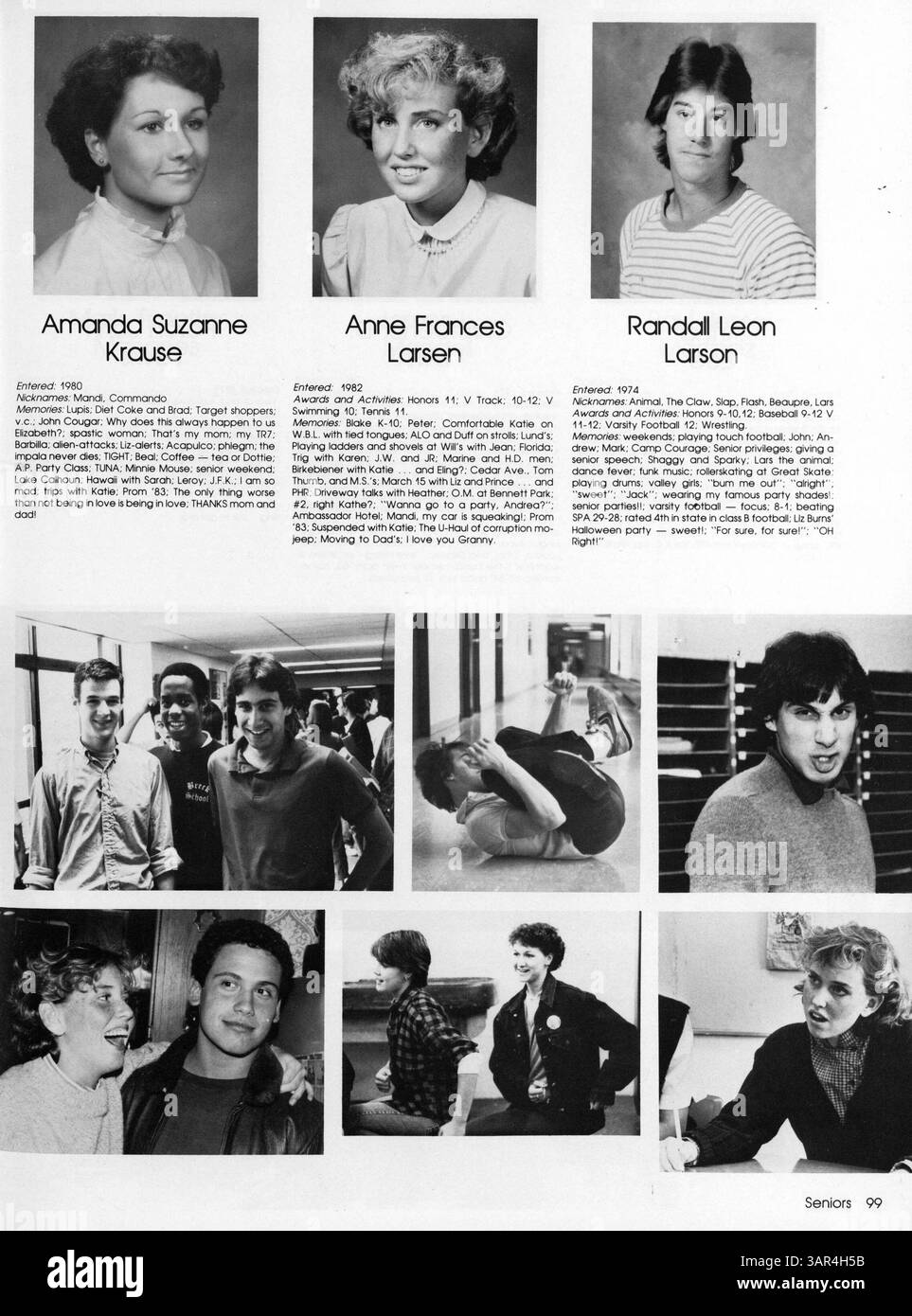 Das Breck Yearbook 1983-1984, Breck Mustang, enthält Fotos und Aufzeichnungen von Schülern, Lehrern, Vereinen, Sportmannschaften und großen Schulveranstaltungen aus dem Schuljahr 1983-1984 an der Breck School. Stockfoto