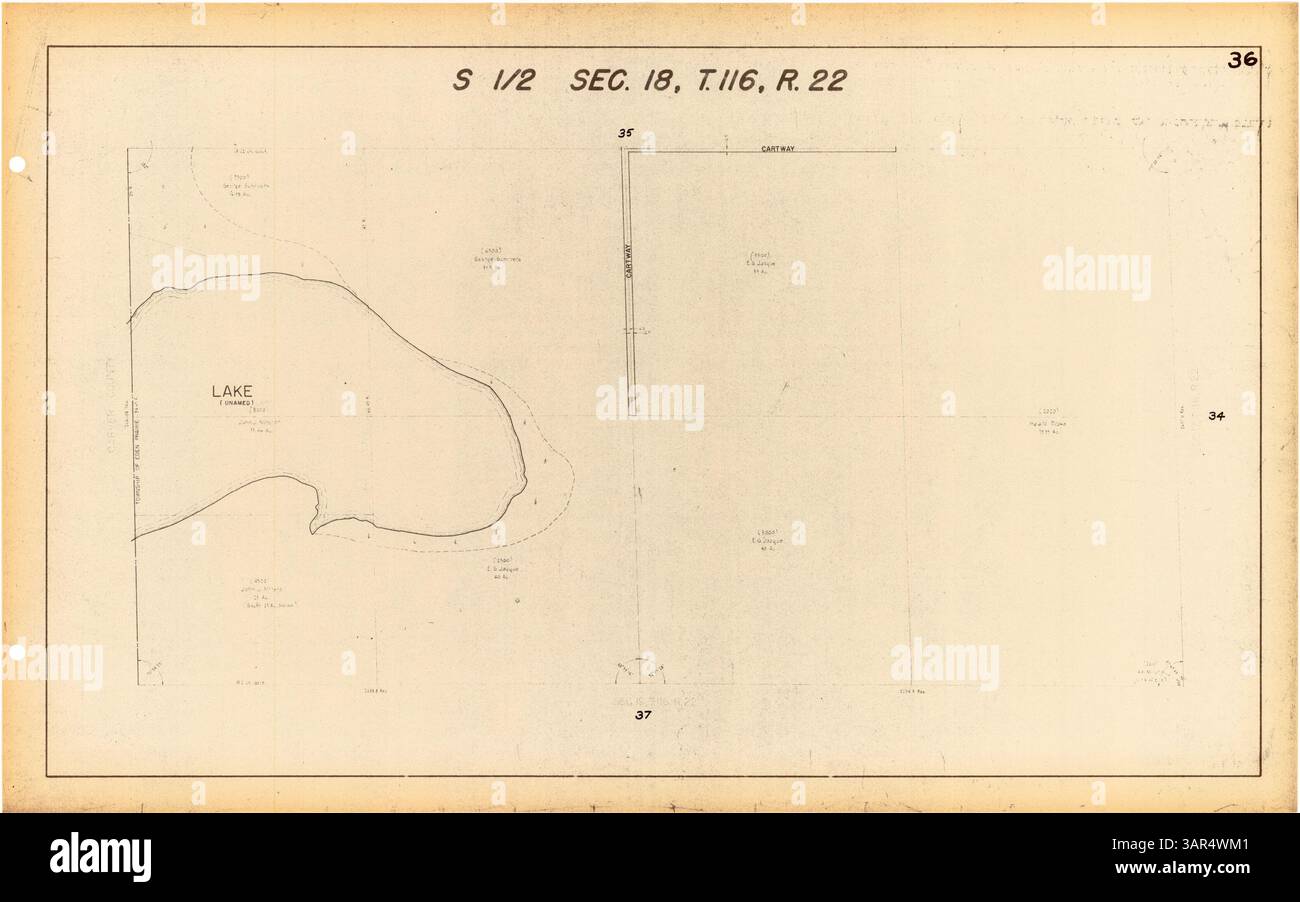 Der Atlas von Eden Prairie, Minnesota, enthält eine vollständige Reihe von Karten, die Eigentum, Streckenabschnitte, Eisenbahnstrecken und eine Indexkarte zeigen, die sowohl den historischen als auch den geografischen Kontext des Dorfes liefert. Stockfoto
