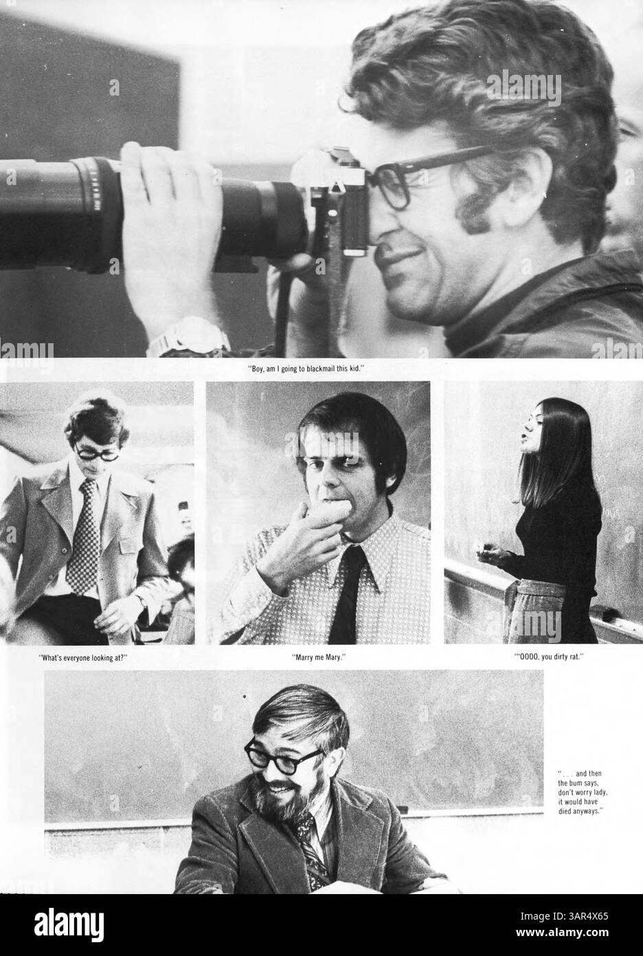 Das Breck Jahrbuch 1973, Mustang 1973, dokumentiert die Ereignisse, das Studentenleben, die Clubs, leichtathletik und akademische Höhepunkte aus dem Schuljahr 1972-1973 an der Breck School. Stockfoto