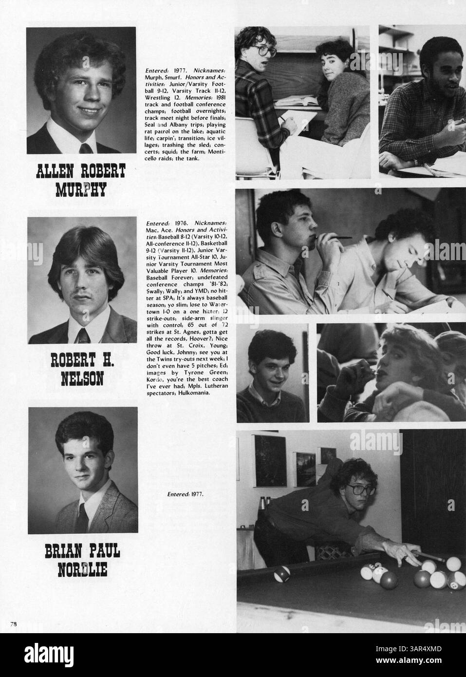 Das Breck Yearbook 1983 mit dem Titel „Breck Mustang“ erinnert an die Aktivitäten, den Sport und das Studentenleben des Schuljahres 1982-1983. Stockfoto
