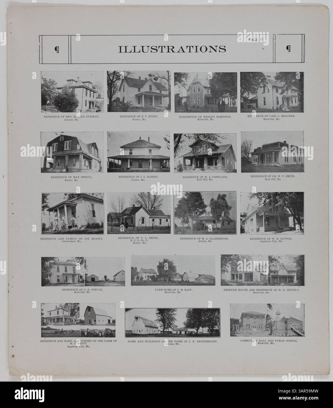 Seite 67 des Standard Atlas of Bates County, Missouri, mit Illustrationen, die von der Missouri Historical Society aufbewahrt wurden. Stockfoto