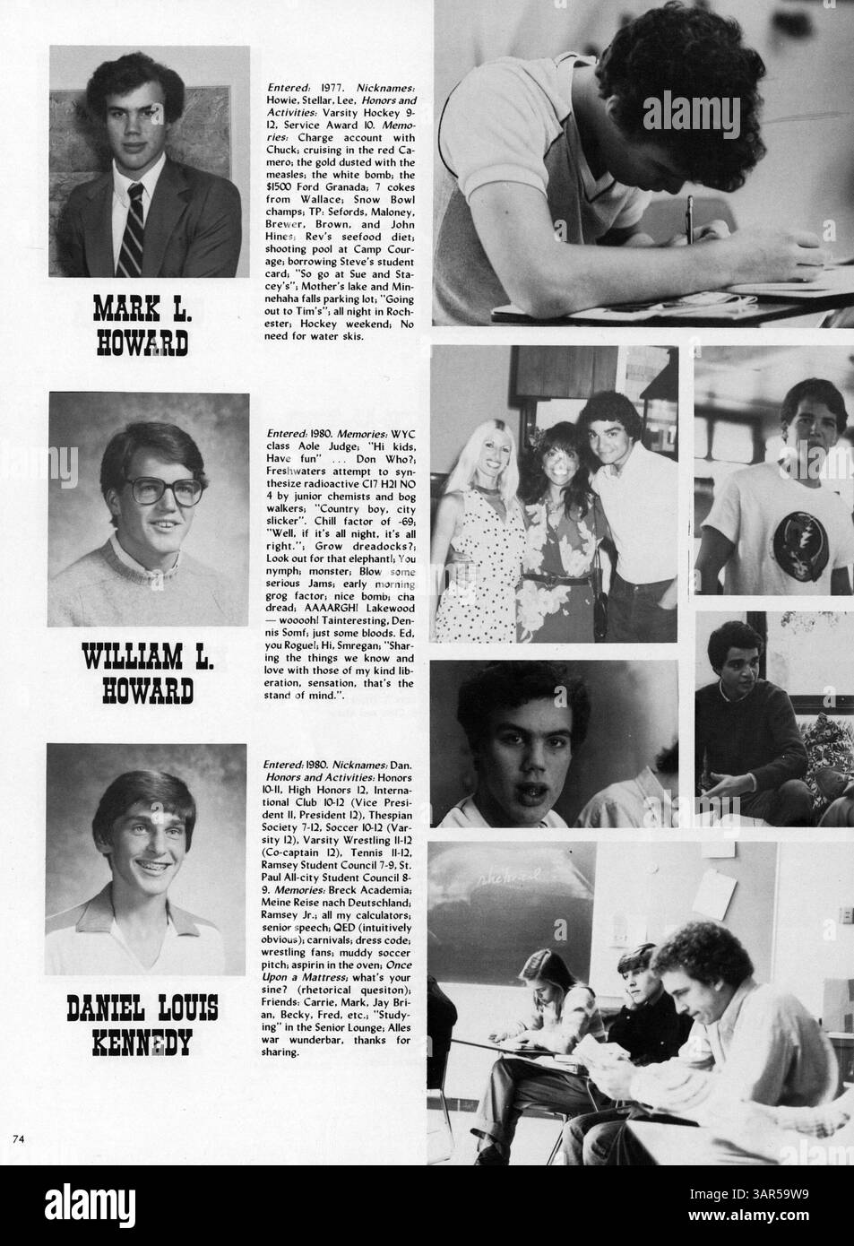 Das Breck Yearbook 1983 dokumentiert das Leben der Schüler, die Lehrkräfte und die sportlichen und akademischen Veranstaltungen an der Breck School. Stockfoto