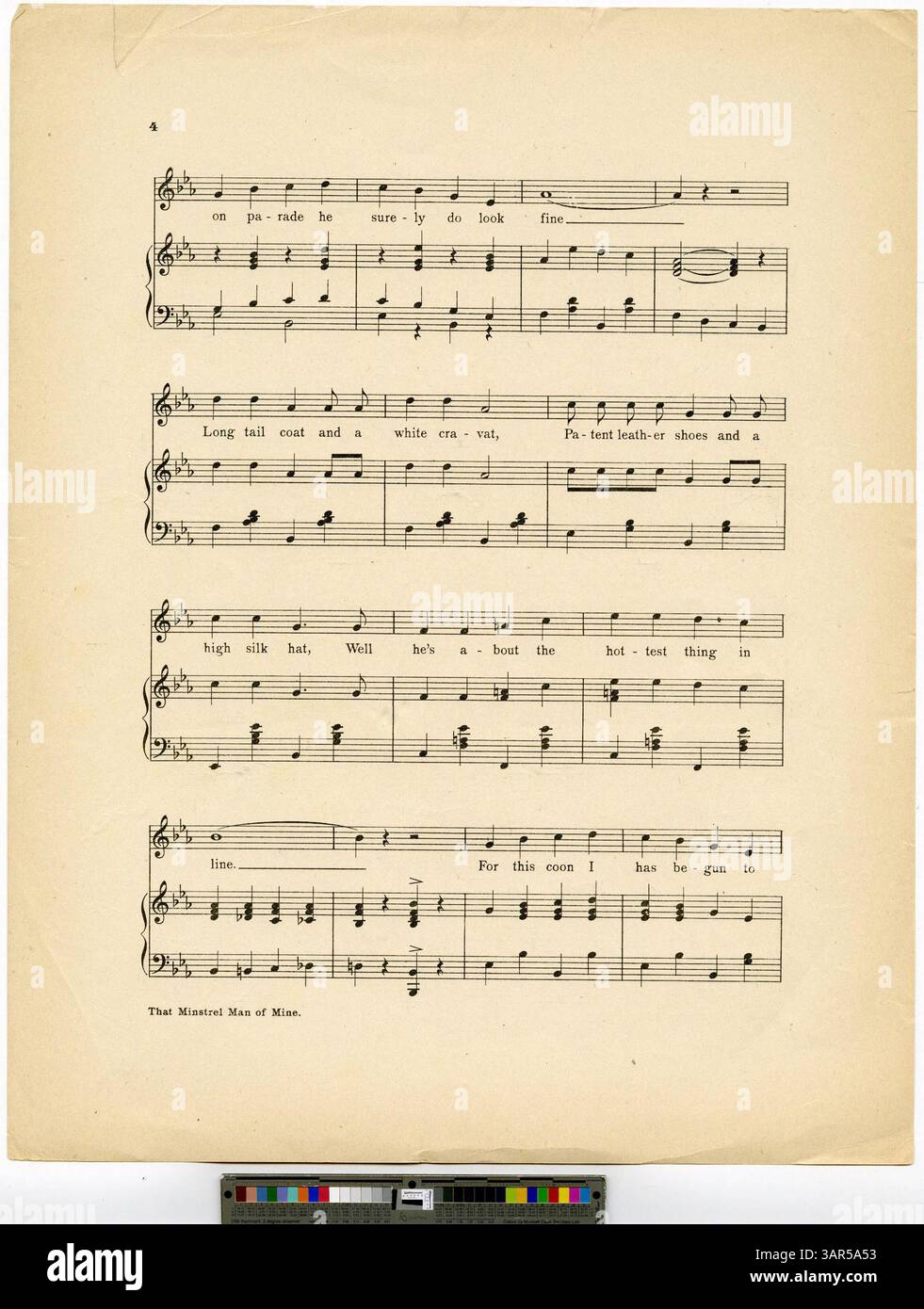 „That Minstrel man of Mine“ ist Teil der historischen Musiksammlung der University of Oregon Libraries, die amerikanische Liedtradition des frühen 20. Jahrhunderts widerspiegelt. Stockfoto