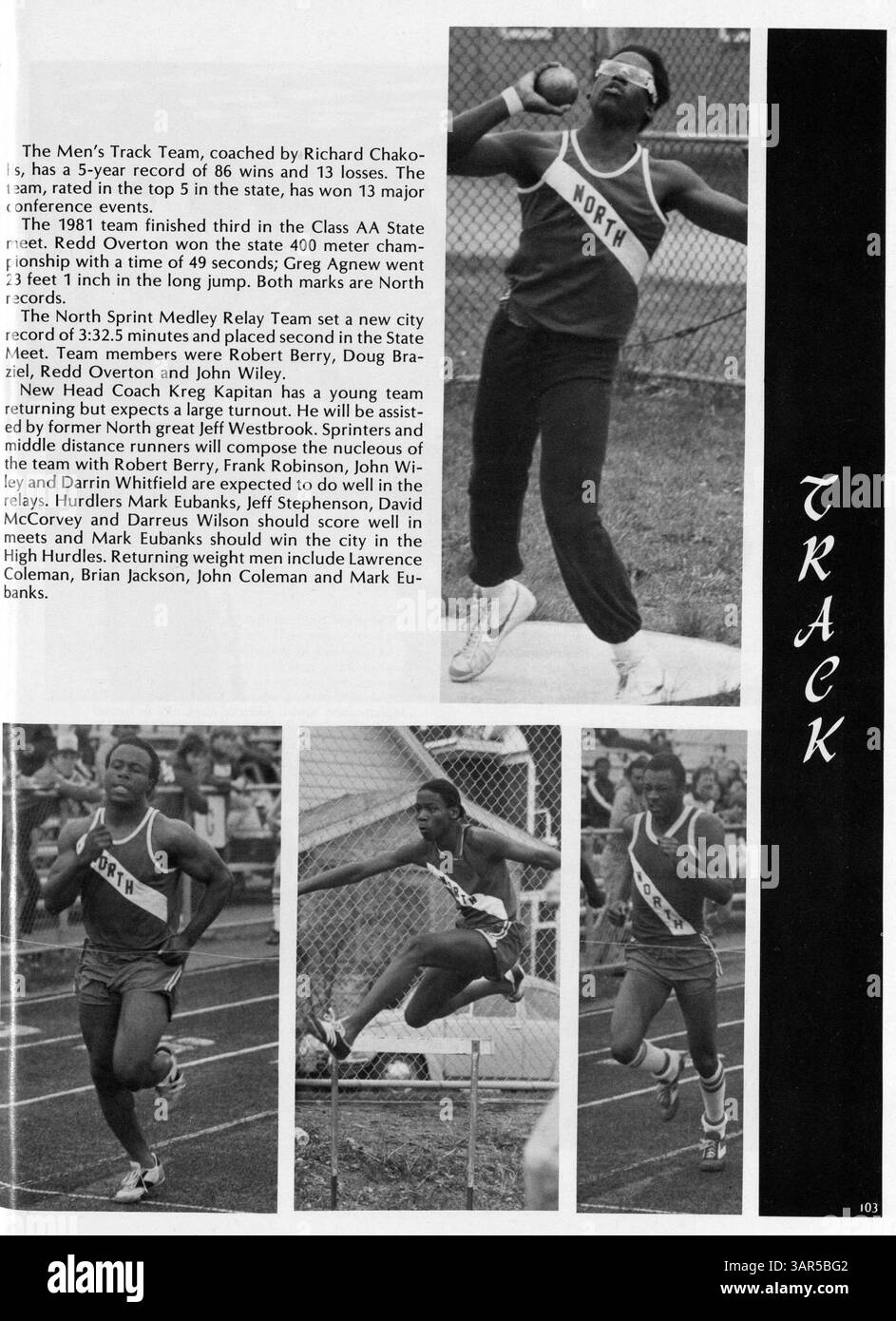 Das Polaris Yearbook 1982 dokumentiert die Ereignisse und Höhepunkte des akademischen Jahres 1981-1982 an der North High School, einschließlich Schülerleistungen, Clubs und Leichtathletik. Stockfoto