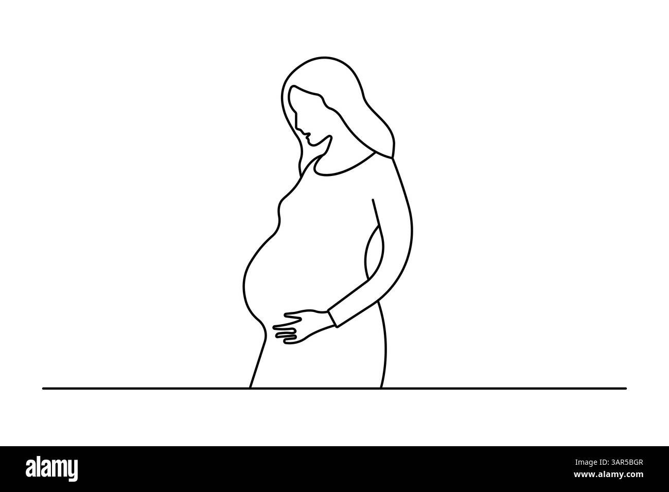 Minimalistische einzeilige Zeichnung der Vektor-Umrissillustration der schwangeren Frau Stock Vektor