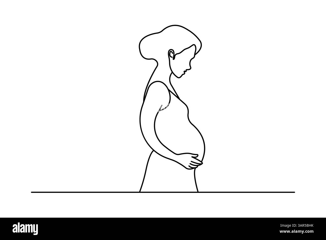 Minimalistische einzeilige Zeichnung der Vektor-Umrissillustration der schwangeren Frau Stock Vektor