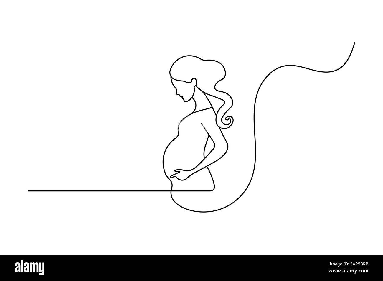 Minimalistische einzeilige Zeichnung der Vektor-Umrissillustration der schwangeren Frau Stock Vektor