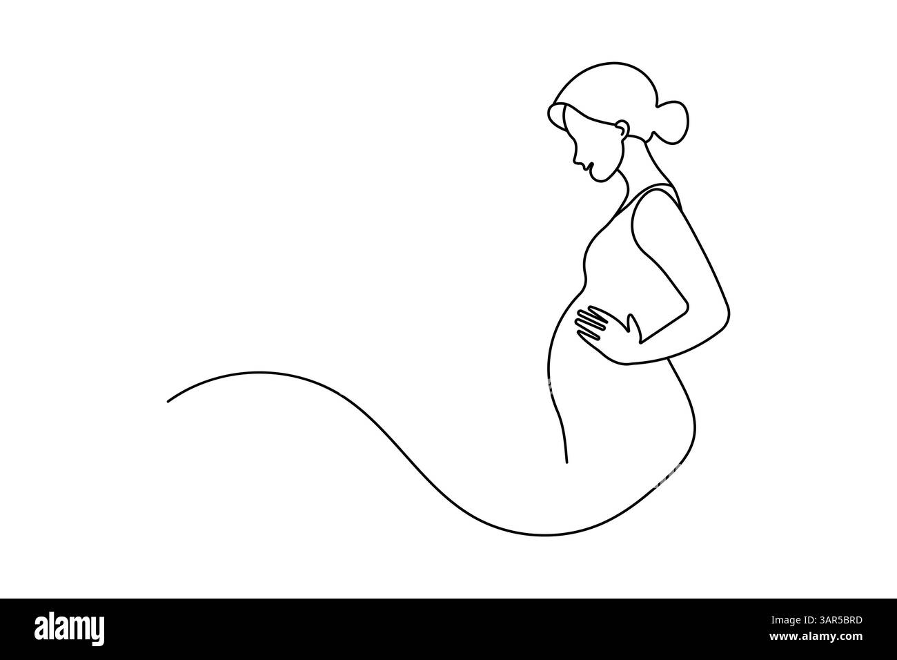 Minimalistische einzeilige Zeichnung der Vektor-Umrissillustration der schwangeren Frau Stock Vektor
