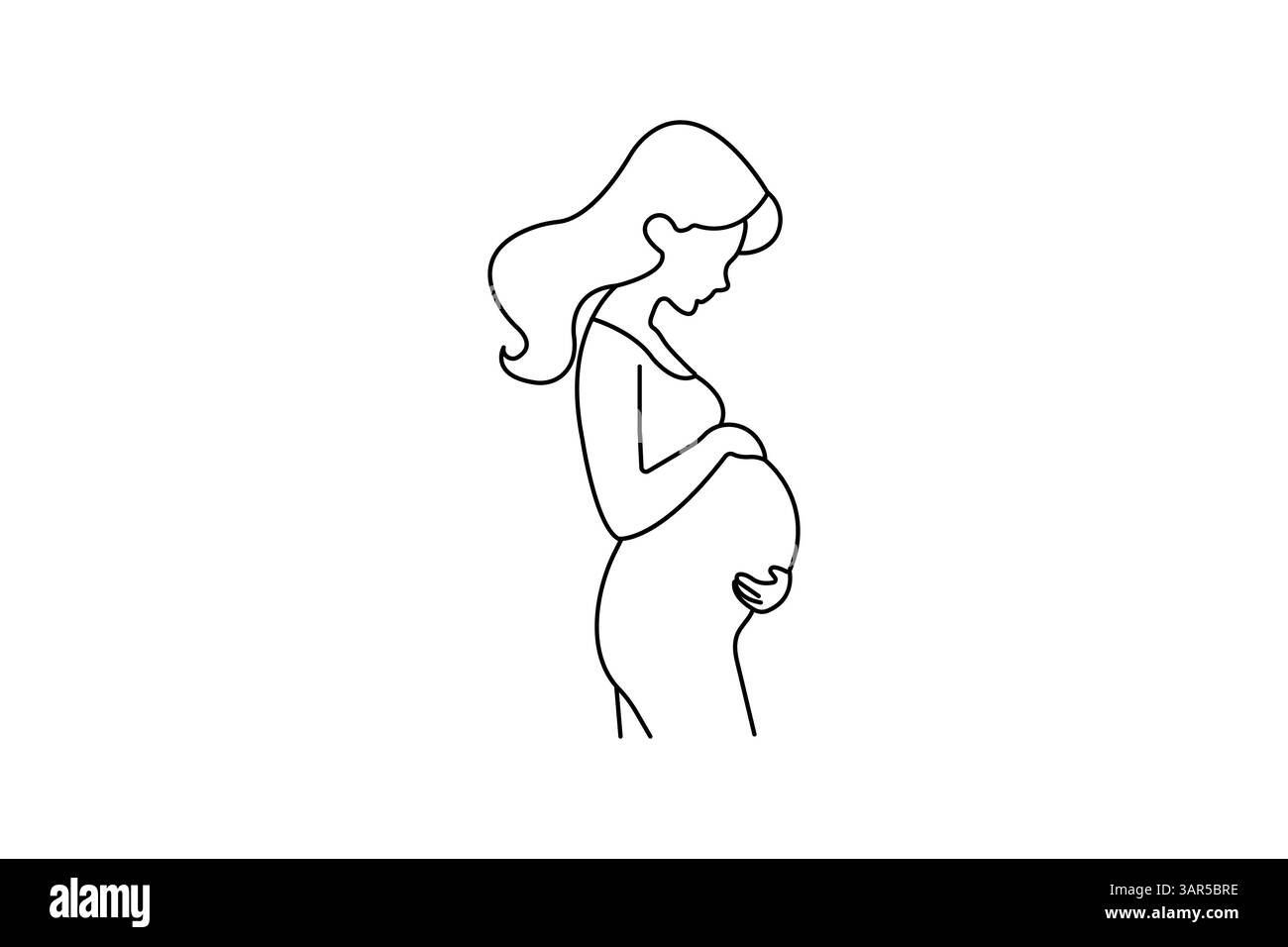 Minimalistische einzeilige Zeichnung der Vektor-Umrissillustration der schwangeren Frau Stock Vektor