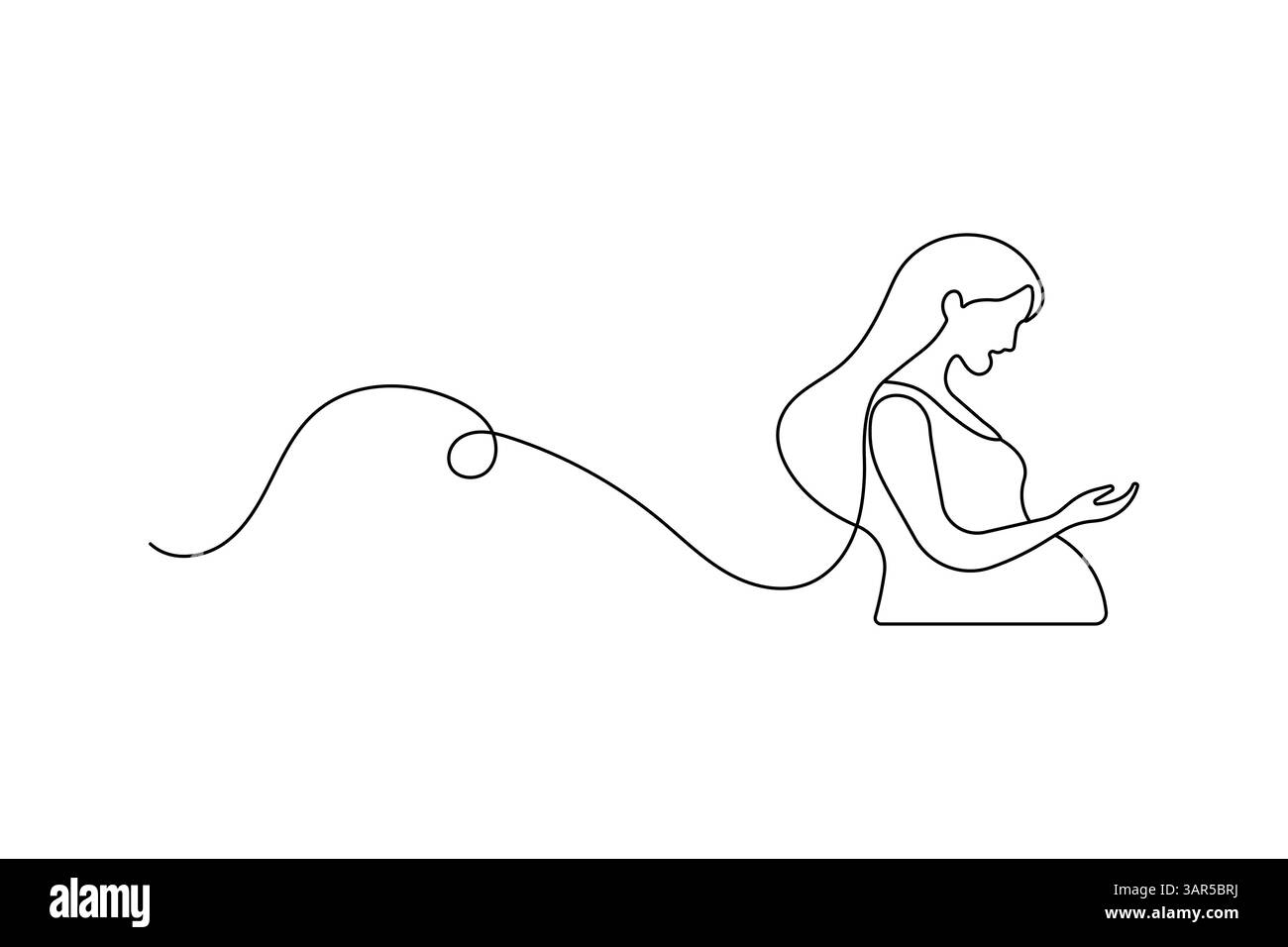 Minimalistische einzeilige Zeichnung der Vektor-Umrissillustration der schwangeren Frau Stock Vektor