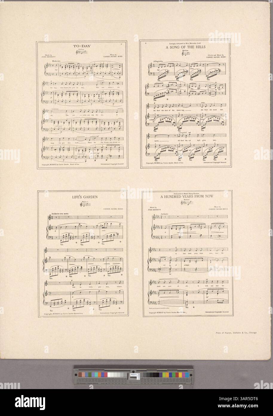 Dieses Stück mit dem Titel „A Colour Consolation“ enthält Texte in einer übertriebenen Imitation des afroamerikanischen Dialekts. Es enthält eine Reihe von C4-Eb5 und eine Werbung für andere Lieder des Komponisten. Der Titel bezieht sich auf „Movin“ in de bes' soci'ty' und „Honig – by an“ by. Stockfoto