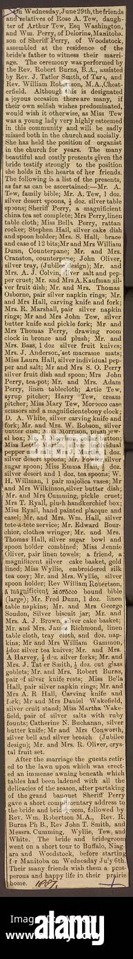 Dieser Tagebucheintrag von Thomas Butler Gunn, der von Juni bis Oktober 1861 reicht, beschreibt seine Zeit in New York City, als der Bürgerkrieg begann. Es umfasst seine Besuche in Militärlagern, einen Hochzeitsempfang für Sally Edwards und Thomas Nast, eine Reise nach Paris, Ontario und Interaktionen mit den Familien Heylyn und Rogers in Rochester. Gunn reflektiert auch seine Erfahrungen in Pensionen während dieser Zeit. Stockfoto
