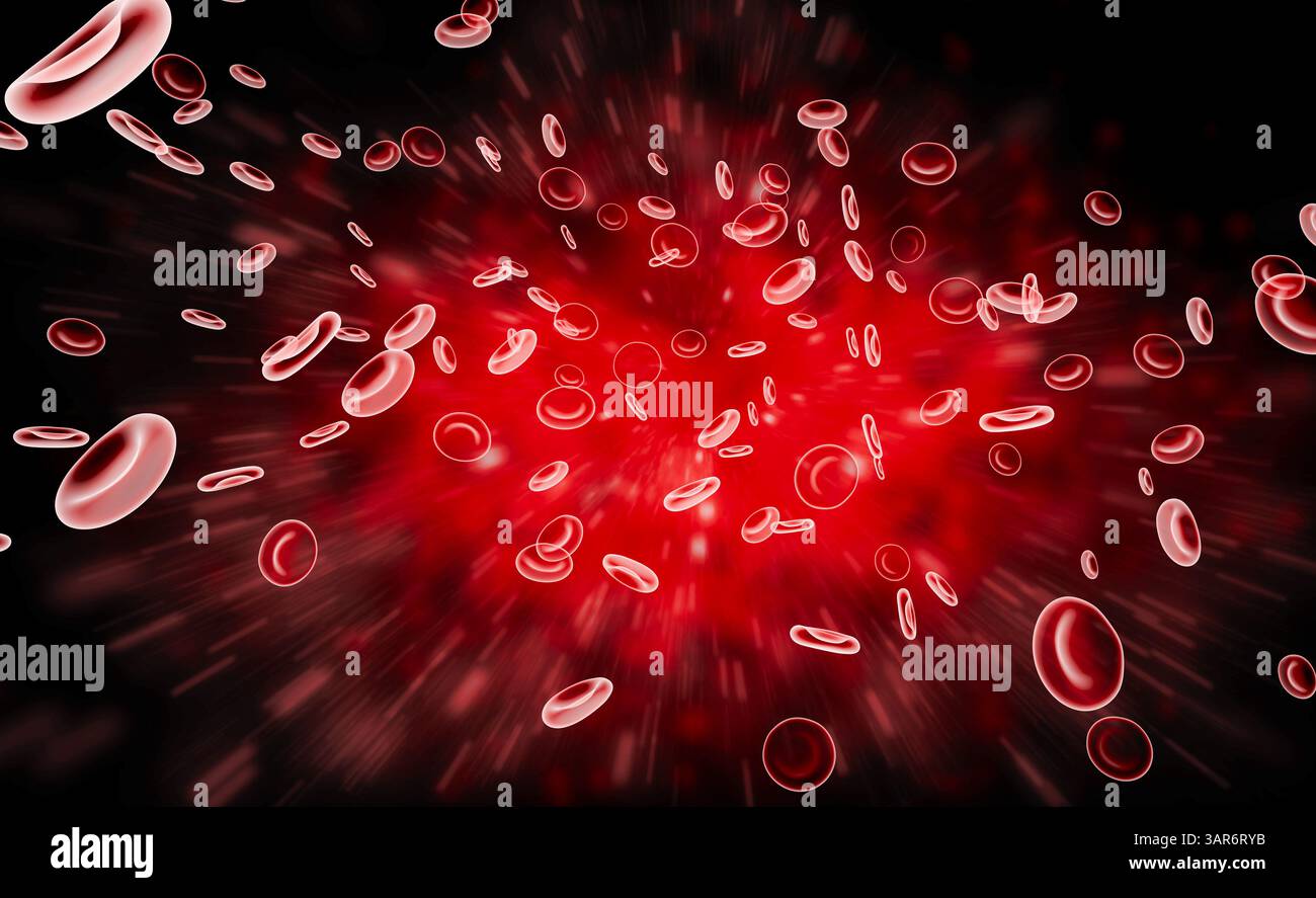 3D-Rendering rote Blutkörperchen fließen in der Vene Stockfoto