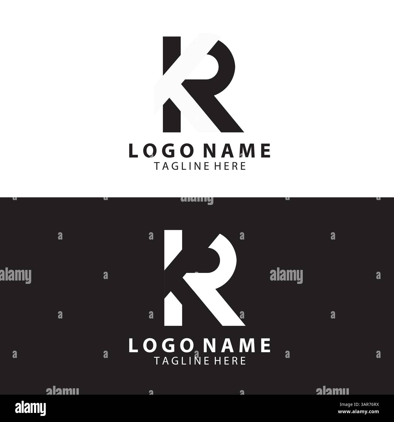 Anfangsbuchstabe KR isolierter Logo-Design-Vektor Stock Vektor