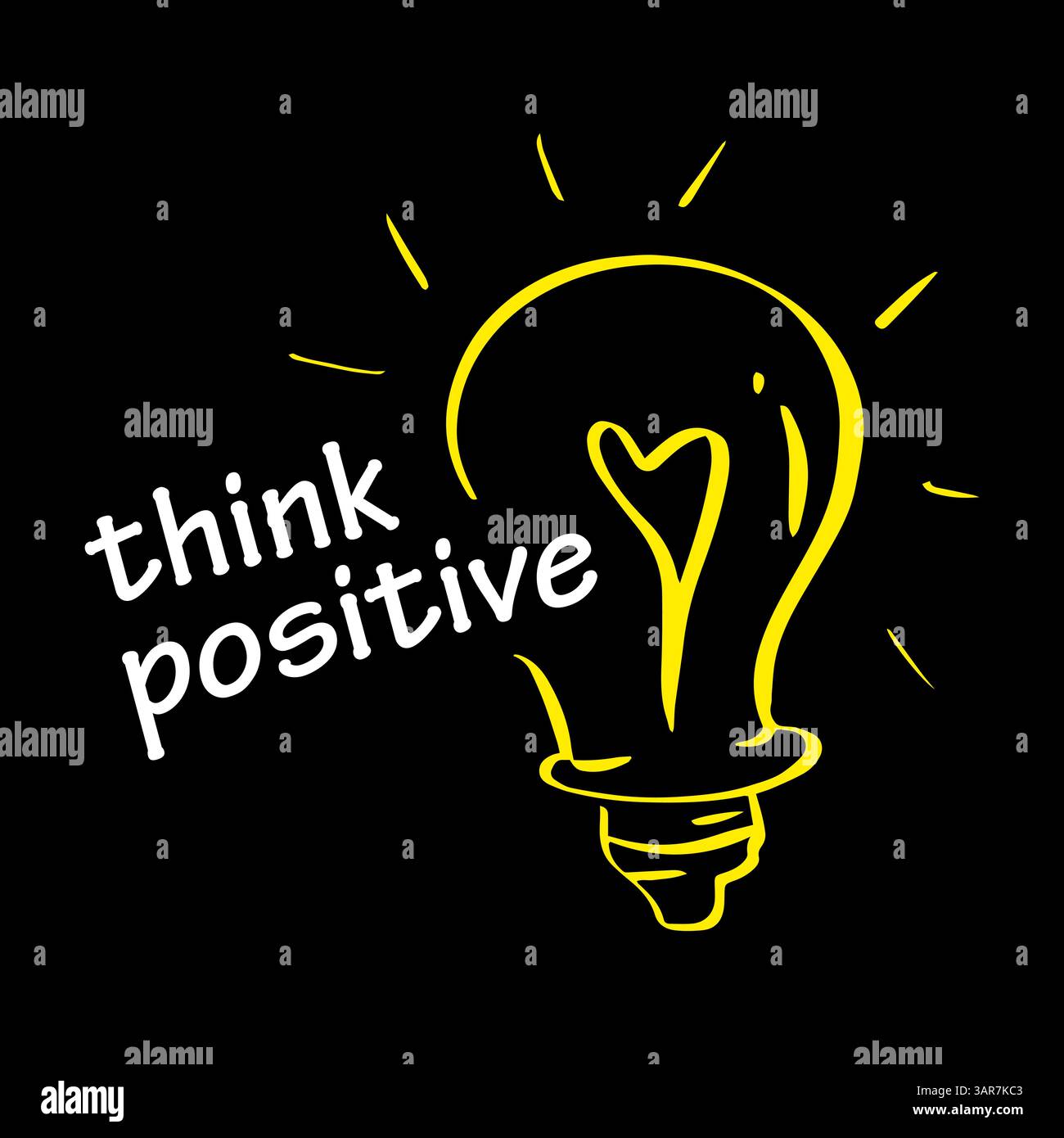 Denken Sie an eine positive Vektordarstellung der Glühlampe. Stock Vektor