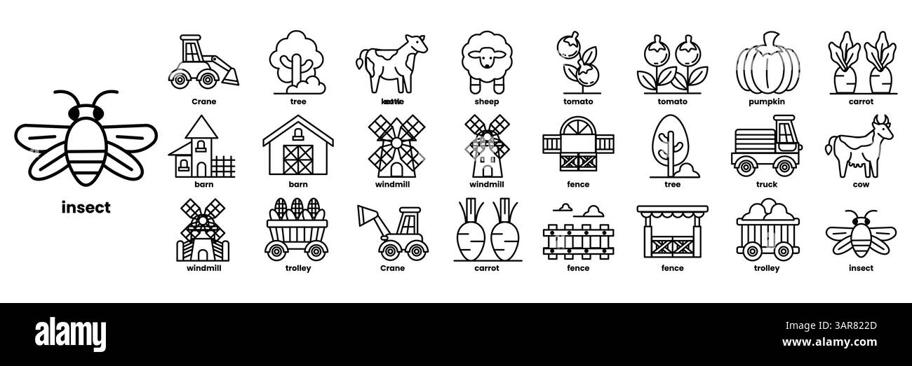 Eine Reihe von Illustrationen zum Konzept eines öffentlichen Parks im Linienstil Stock Vektor