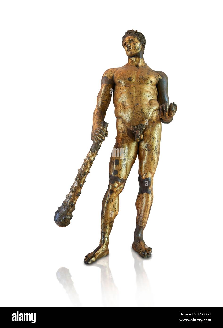 Antike griechische vergoldete Bronzestatue des Herkules aus dem Forum Boarium. Stil, der dem Bildhauer Lysippos zugeschrieben wird, Anfang des vierten Jahrhunderts v. Chr. Capitoline Stockfoto