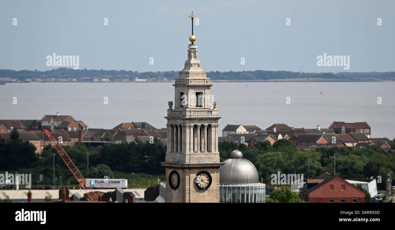 Aus der Vogelperspektive der Hull Guildhall, Sitz des Stadtrates von Hull, Standesamt, das auch als Veranstaltungsort für Konferenzen genutzt wird Stockfoto