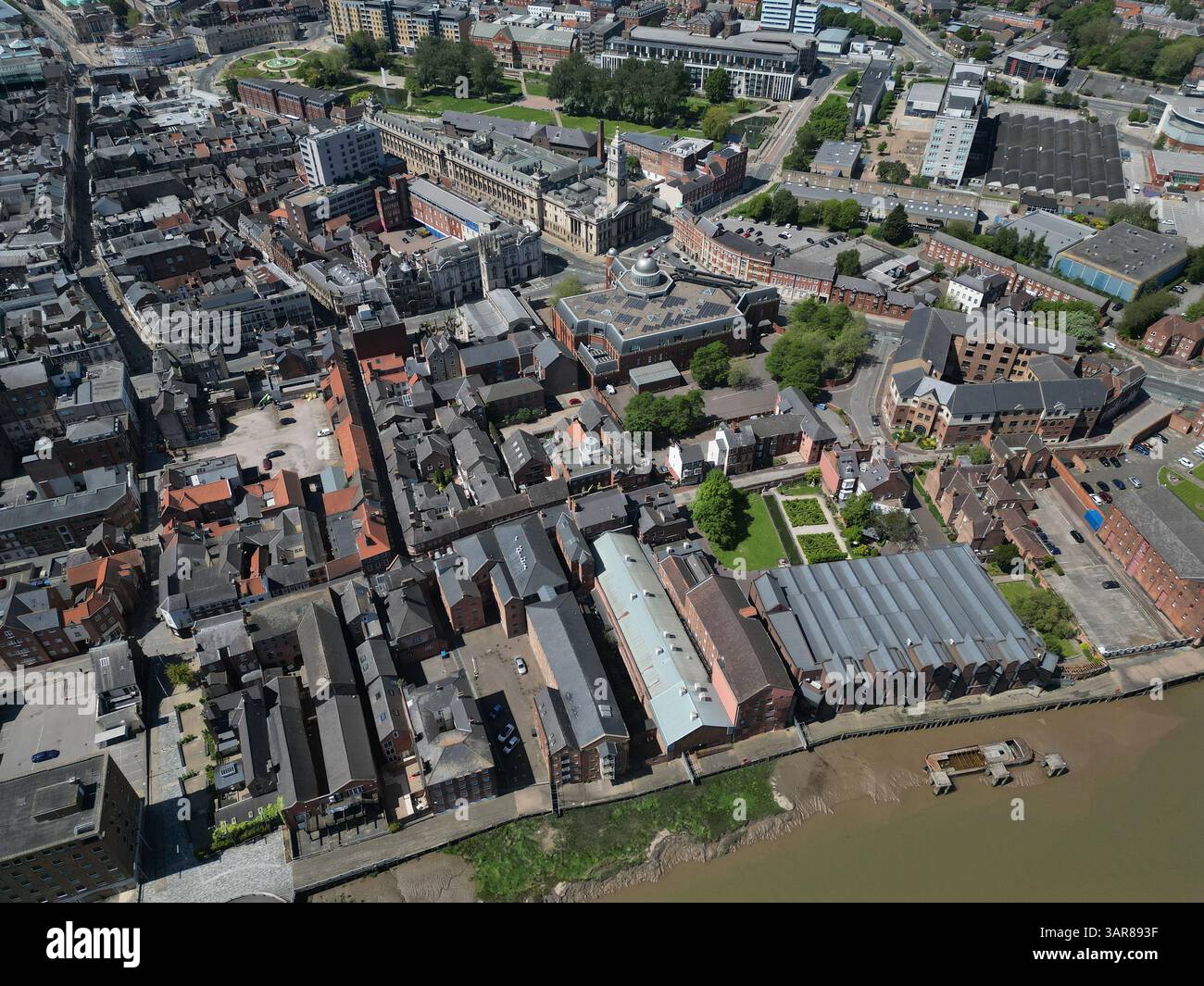 Aus der Vogelperspektive der Hull Guildhall, Sitz des Stadtrates von Hull, Standesamt, das auch als Veranstaltungsort für Konferenzen genutzt wird Stockfoto