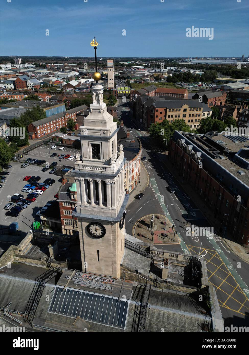 Aus der Vogelperspektive der Hull Guildhall, Sitz des Stadtrates von Hull, Standesamt, das auch als Veranstaltungsort für Konferenzen genutzt wird Stockfoto