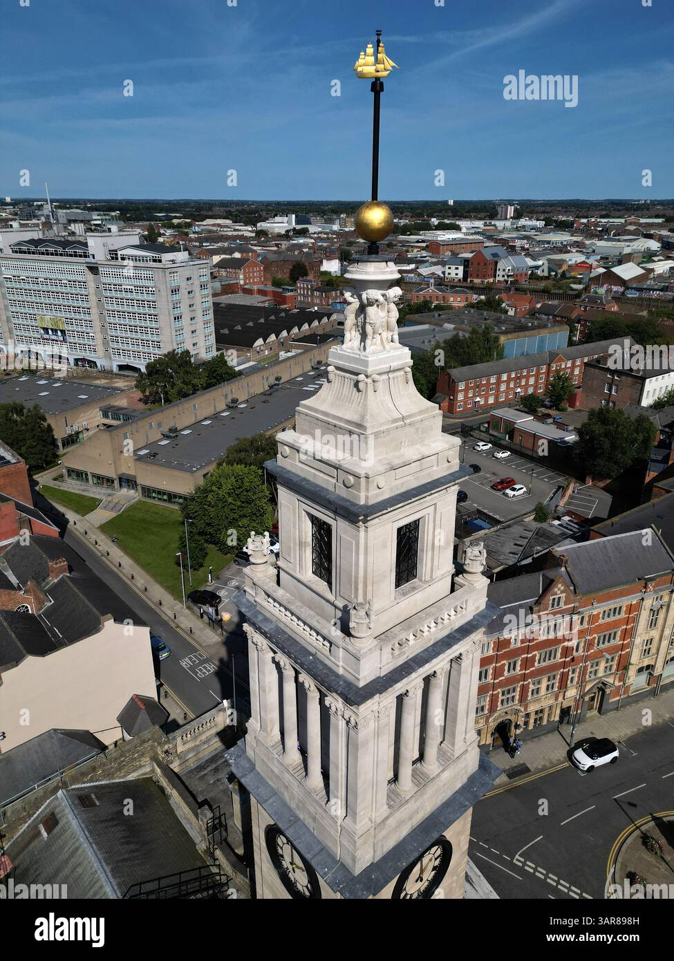 Aus der Vogelperspektive der Hull Guildhall, Sitz des Stadtrates von Hull, Standesamt, das auch als Veranstaltungsort für Konferenzen genutzt wird Stockfoto