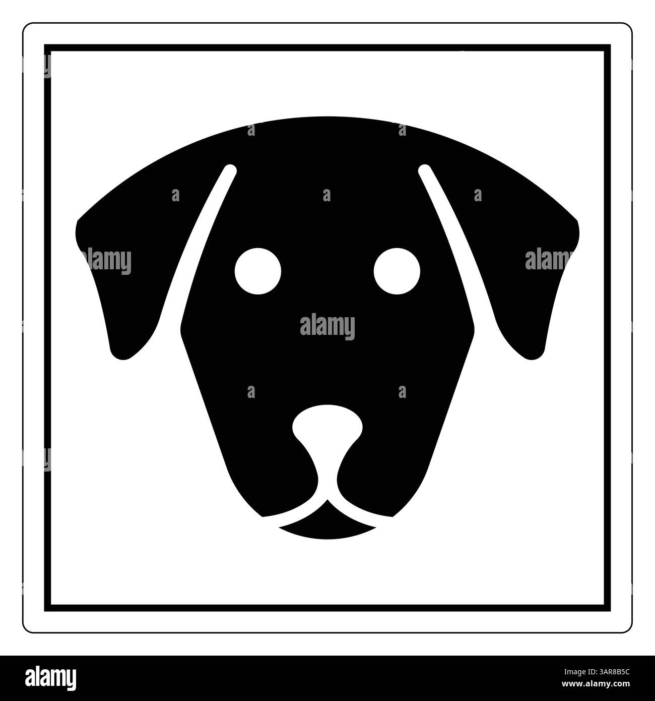Dieses Kunstwerk zeigt eine schlichte Silhouette eines Hundekopfes in Schwarz und weiß, perfekt für minimalistische Dekorationen oder Branding. Ideal für Tierliebhaber und kreativ Stock Vektor