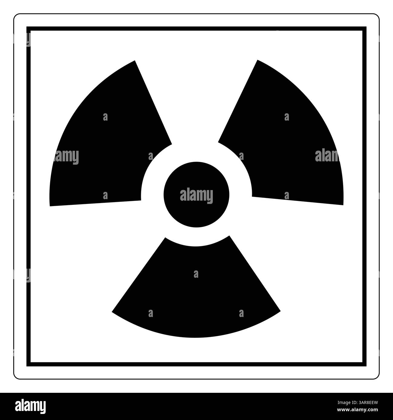 Dieses Bild zeigt ein fettgedrucktes radioaktives Symbol in Schwarzweiß, das für die klare Kommunikation von Gefahrenwarnungen in verschiedenen Umgebungen konzipiert ist. Stock Vektor