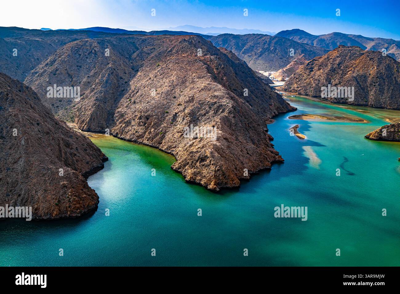 Blick auf die Yenkit Bay in Maskat Governorate, Oman Stockfoto