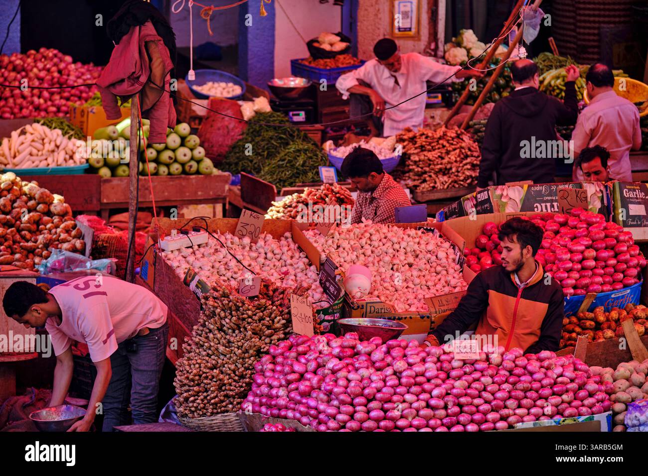 Indien, Karnataka, Sri Krishna Rajendra Markt, Gemüseladen Stockfoto