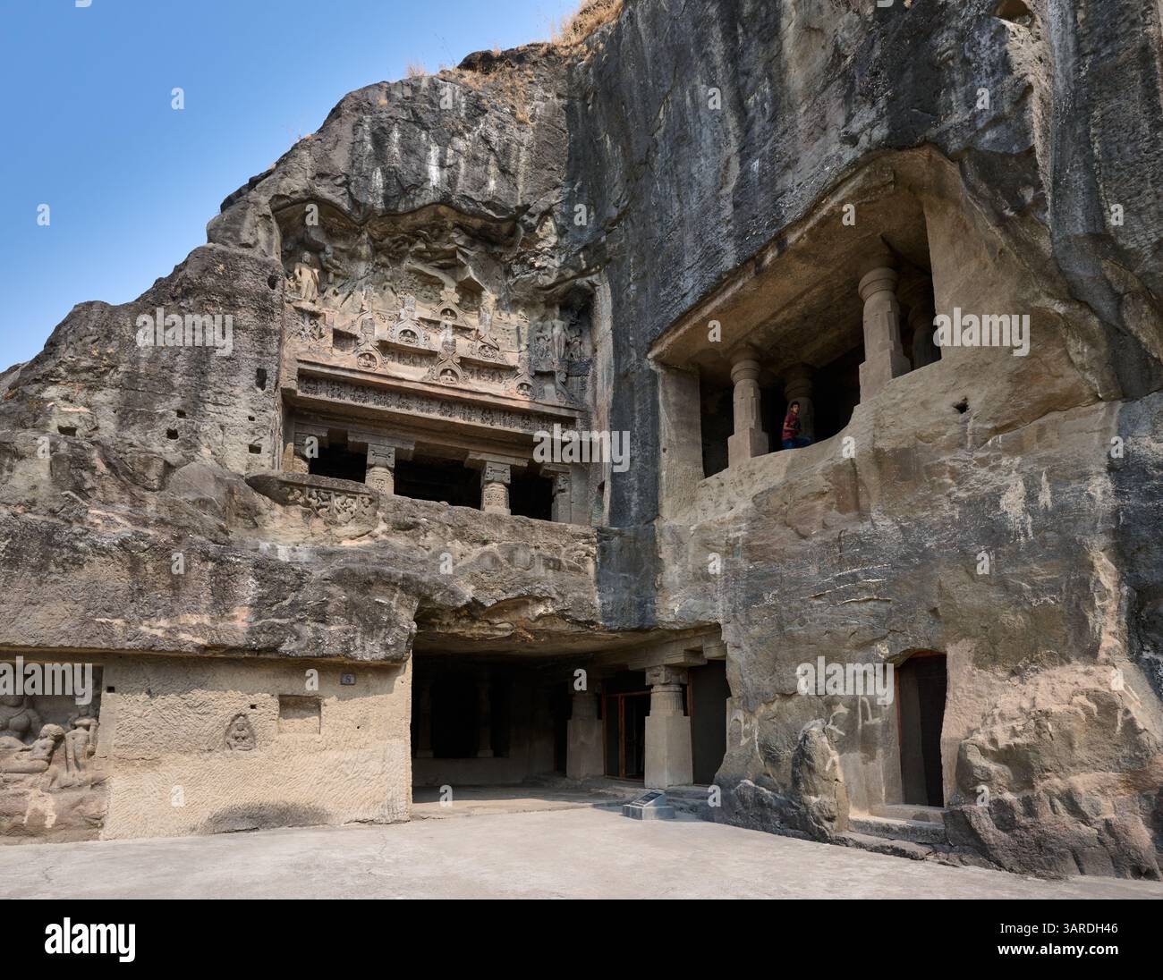 Ellora Höhlen 1-8, Ellora buddhistische Höhle Sambhajinagar, Aurangabad, Indien, Asien Stockfoto
