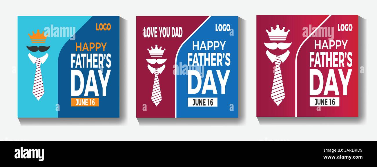 Happy Vatertag Vector Banner Design editierbare Vorlage mit Herzen für Social Media Posts Stock Vektor