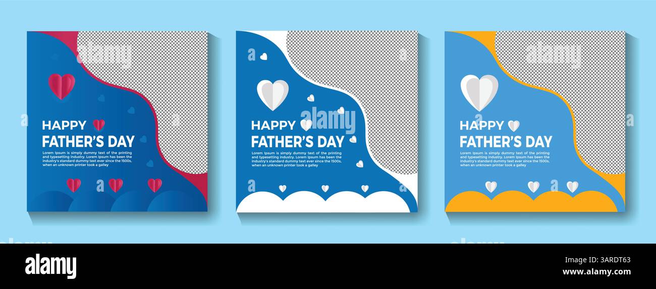 Happy Vatertag Vector Banner Design editierbare Vorlage mit Herzen für Social Media Posts Stock Vektor
