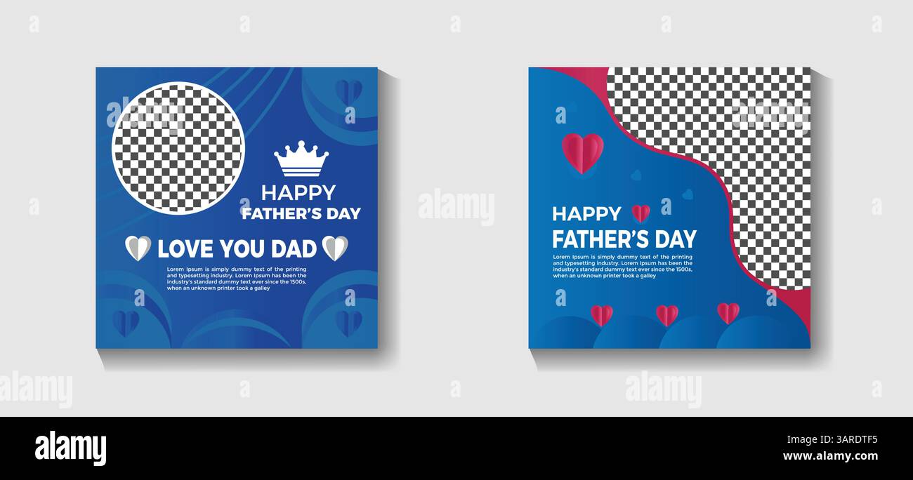 Happy Vatertag Vector Banner Design editierbare Vorlage mit Herzen für Social Media Posts Stock Vektor