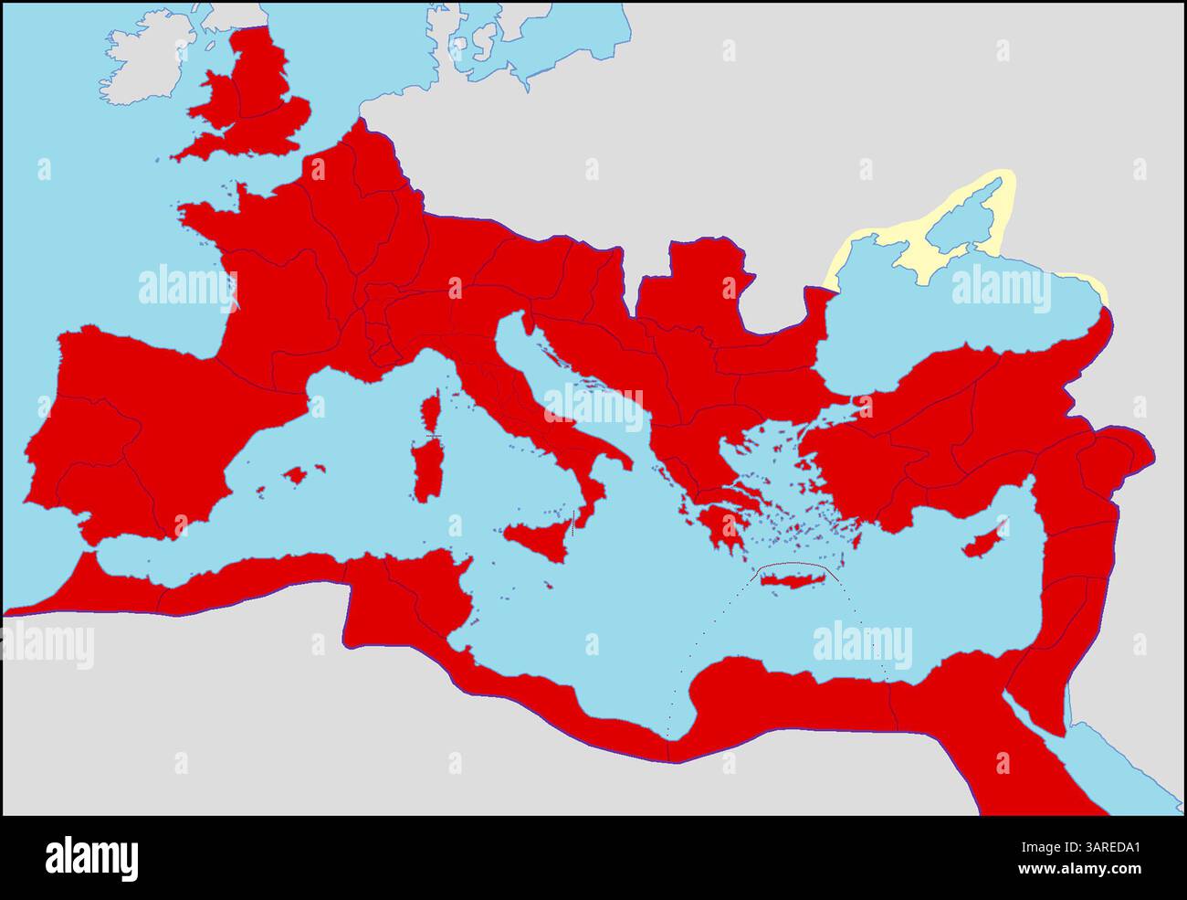 Römisches Reich. Eine Karte des Römischen Reiches im Jahre 210 n. Chr Stockfoto