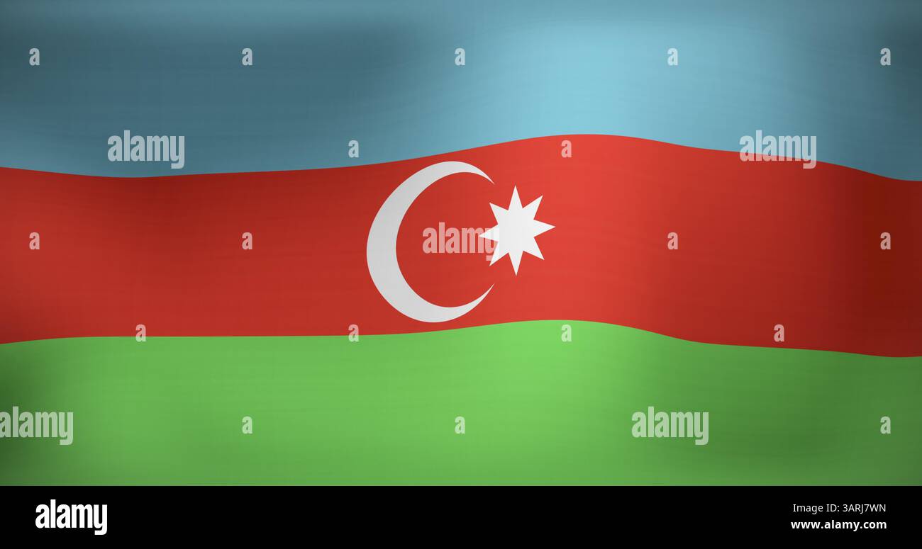 Bild der schwingenden Flagge von aserbaidschan Stockfoto