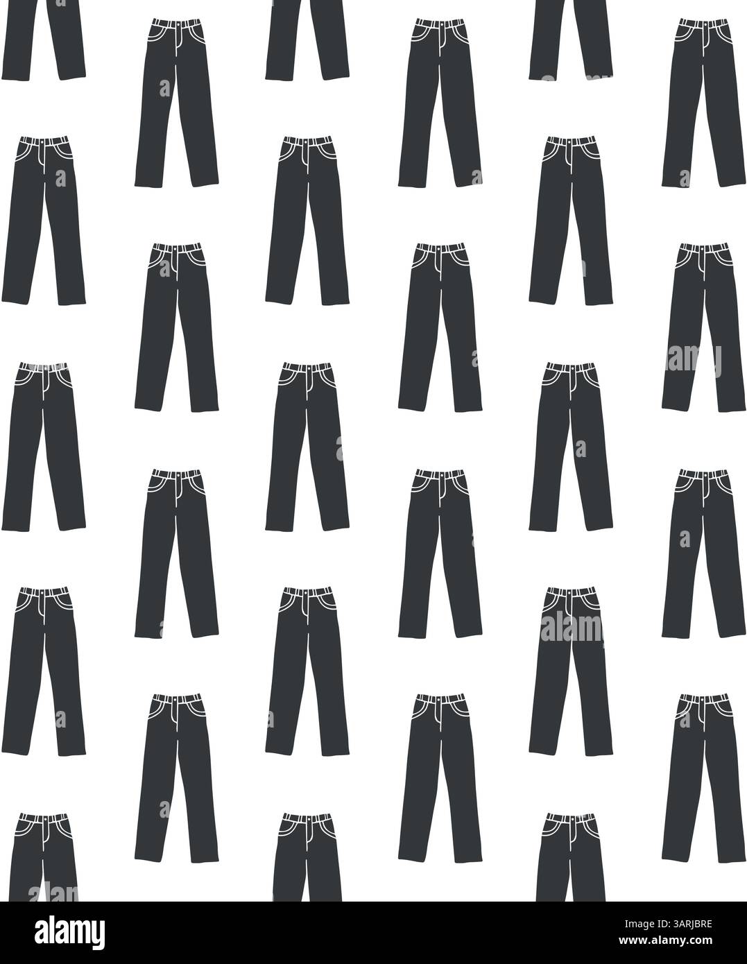 Vektor nahtloses Muster von Hand gezeichneter Skizze Doodle Jeans Hosen isoliert auf weißem Hintergrund Stock Vektor