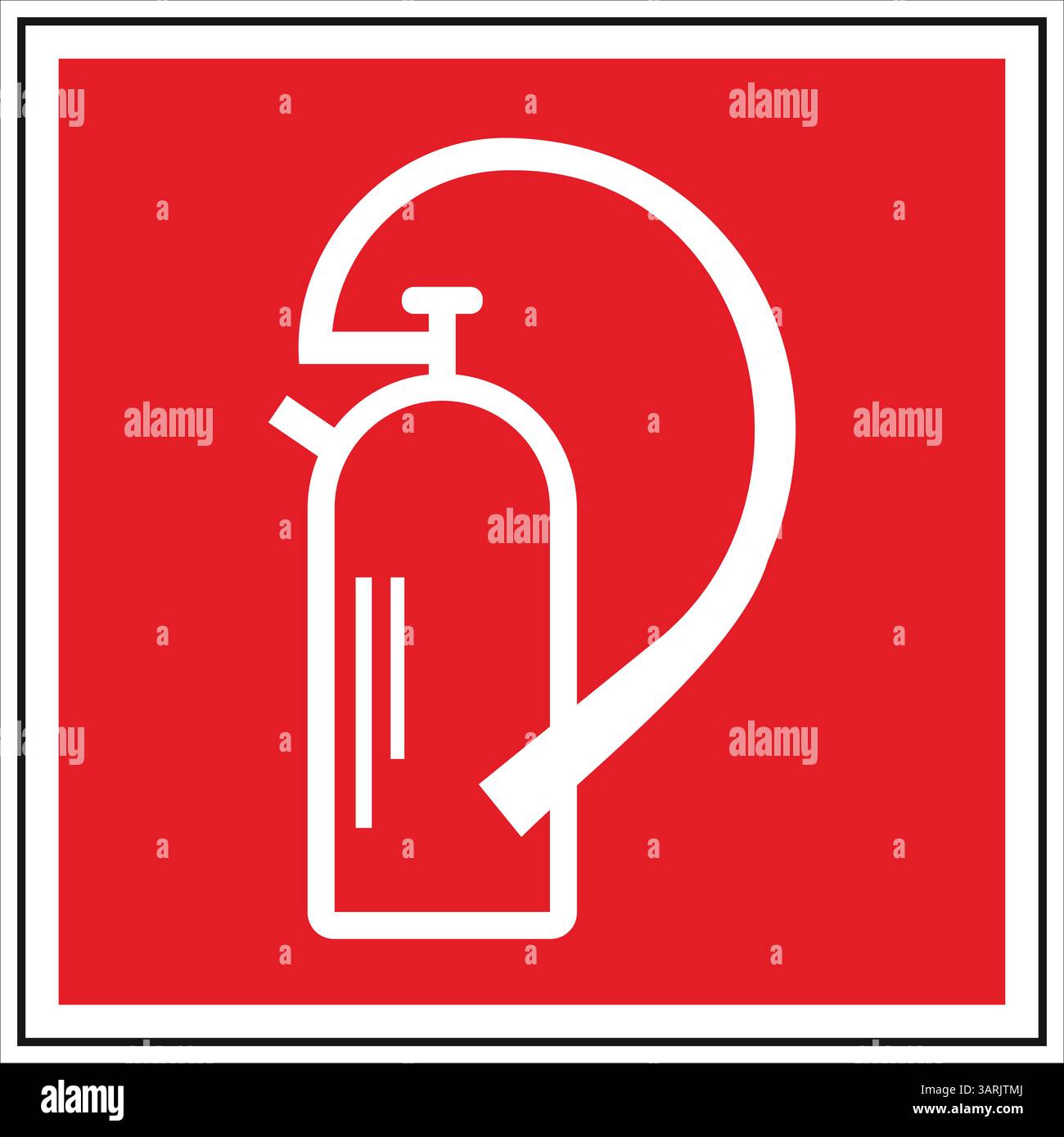 Weißes Feuerlöschsymbol auf rotem Hintergrund, das den Standort der Brandschutzausrüstung anzeigt Stock Vektor