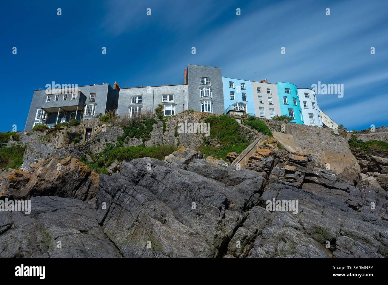 Tenby (Walisisch: Dinbych-y-pysgod, lit. Fortlet of the Fish ist eine Küstenstadt im County Pembrokeshire, Wales. Stockfoto