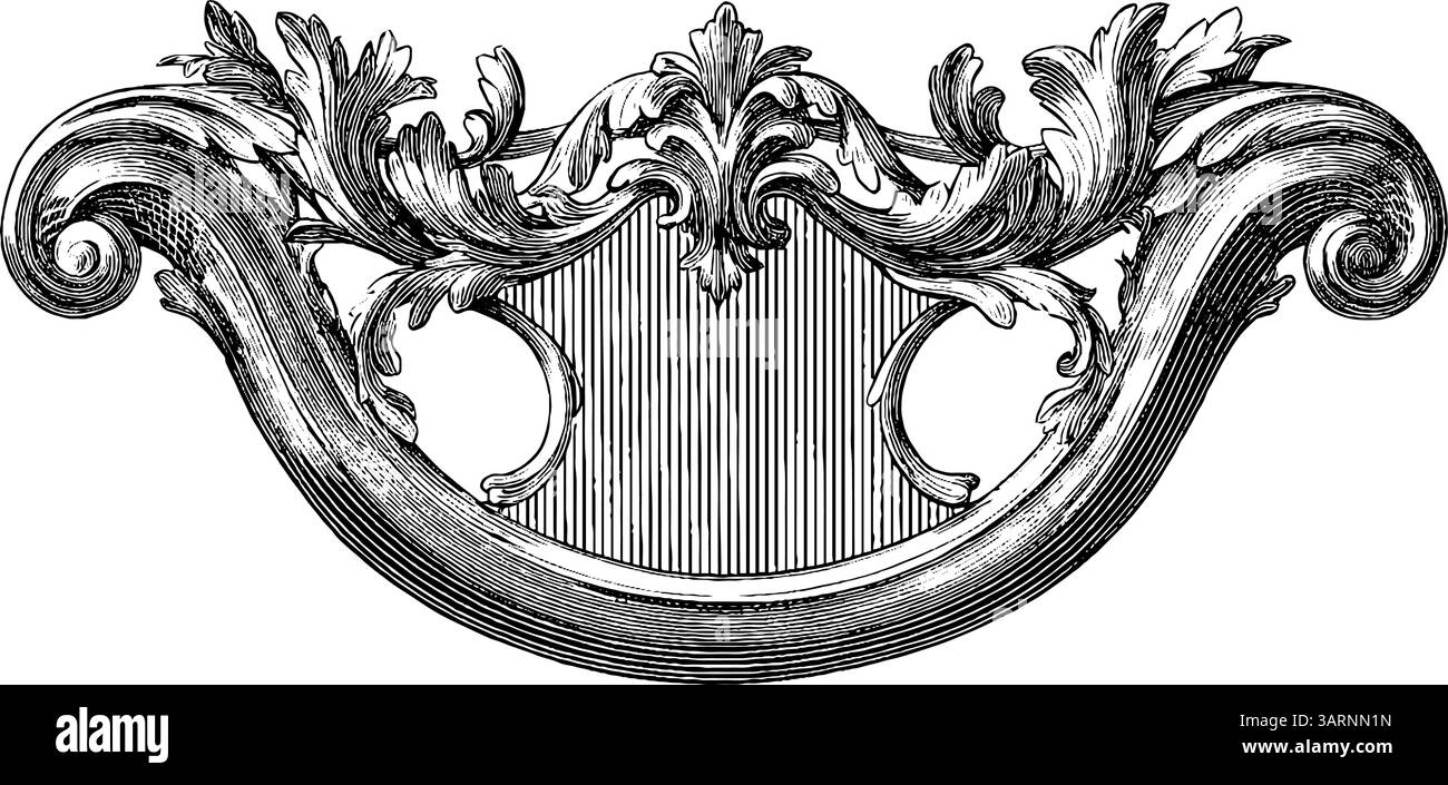 Aufwendige Barockmaske mit raffinierten Locken und Blattblüten - künstlerisches Design für dekorative Zwecke. Stock Vektor