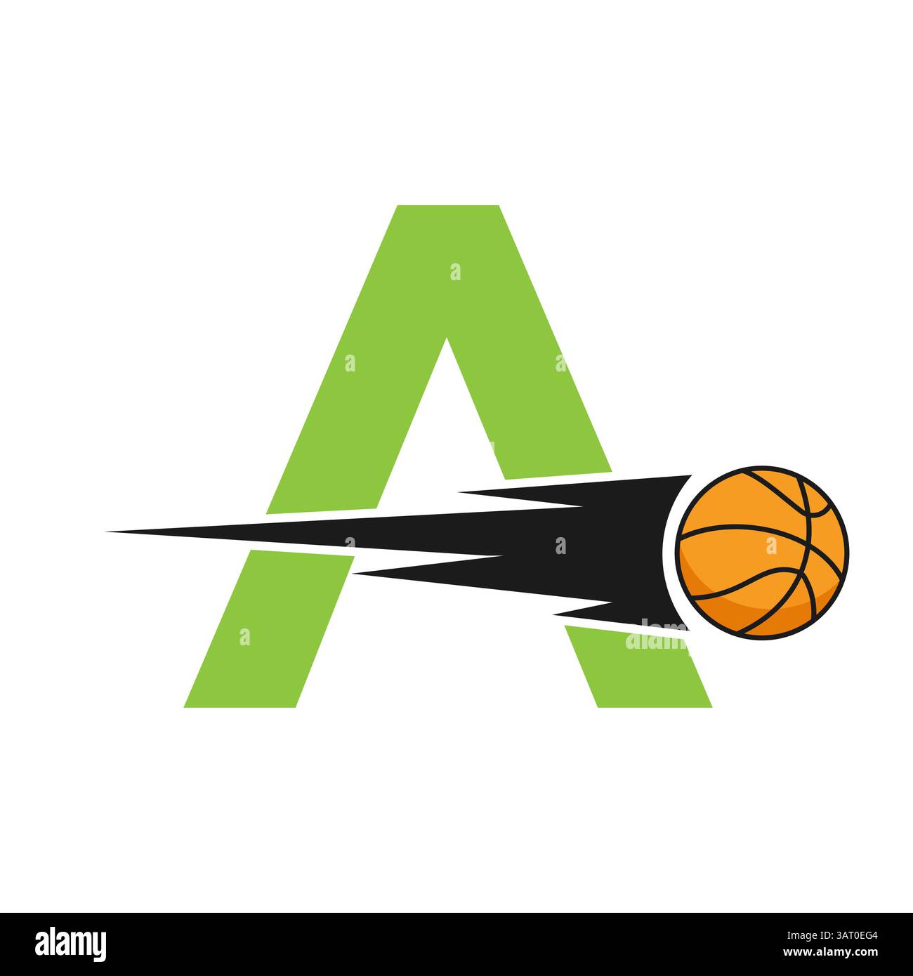 Anfangsbuchstabe Ein Basketball-Logo mit Geschwindigkeitssymbol. Basketball-Logo für Academy und Club Sign Stock Vektor