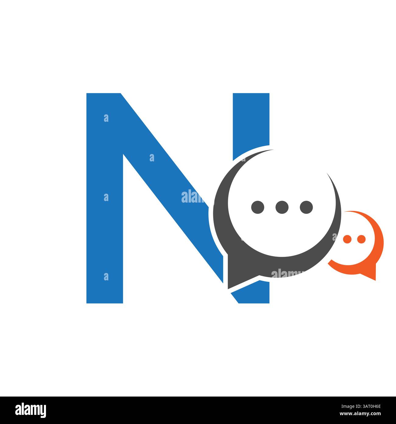 Erstes Kommunikationslogo auf Buchstabe N mit Chat-Symbol Stock Vektor