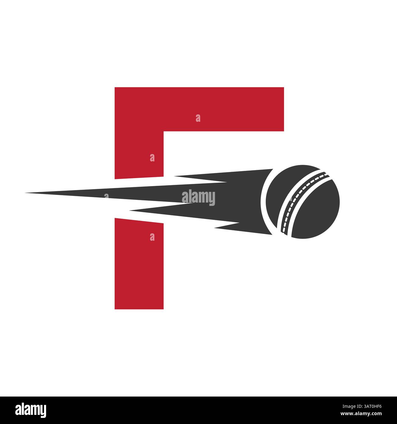 Anfangsbuchstabe F Cricket Sports Logodesign mit Geschwindigkeitssymbol. Cricket Ball Logo für Academy und Club Sign Stock Vektor
