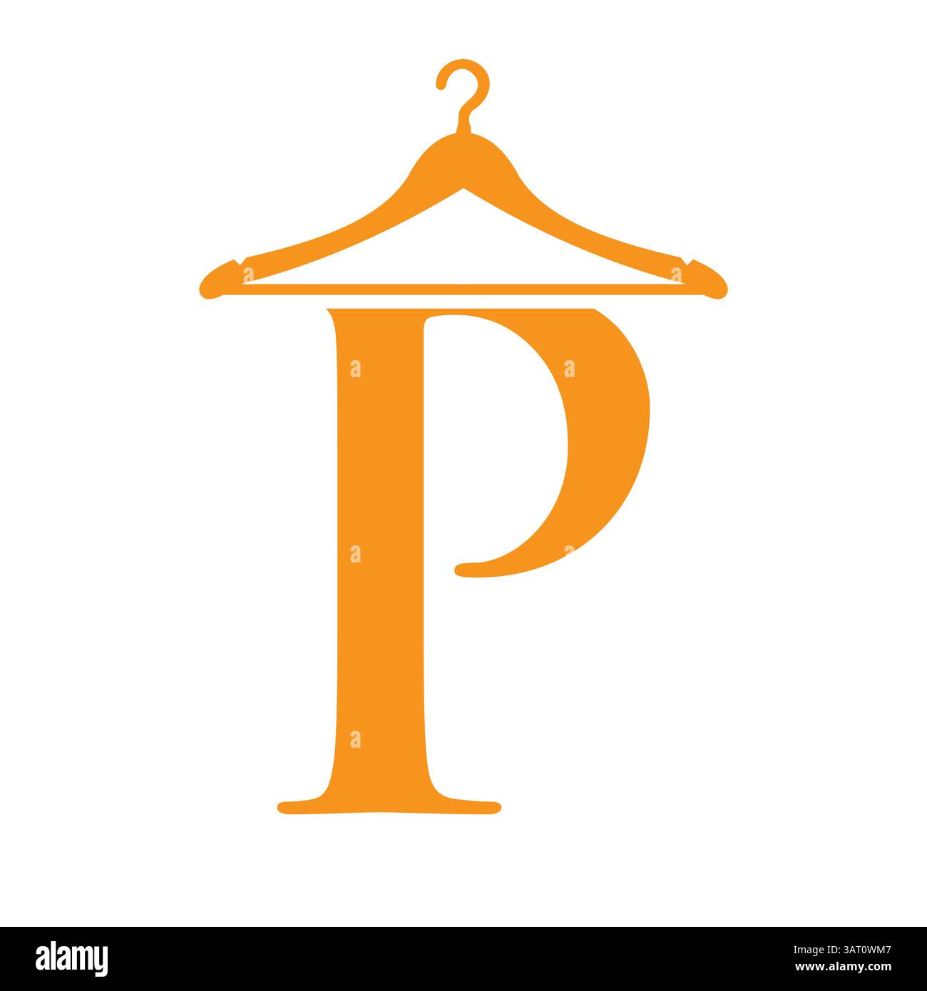 Letter P Wäschereilogokonzept mit Aufhängesymbol für Reinigungsservice und Vorlage für Reinigungsunternehmen Stock Vektor