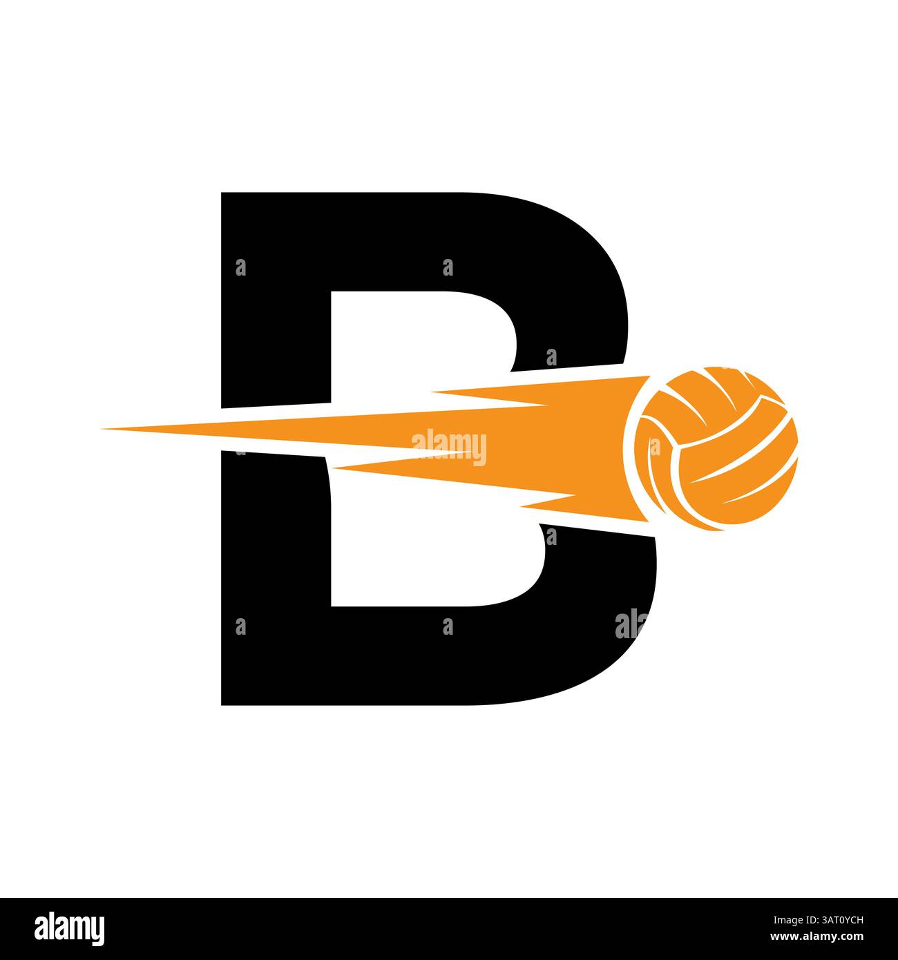 Anfangsbuchstabe B Volleyball-Logo mit Geschwindigkeitssymbol. Volleyball-Logo für Academy und Club-Schild Stock Vektor