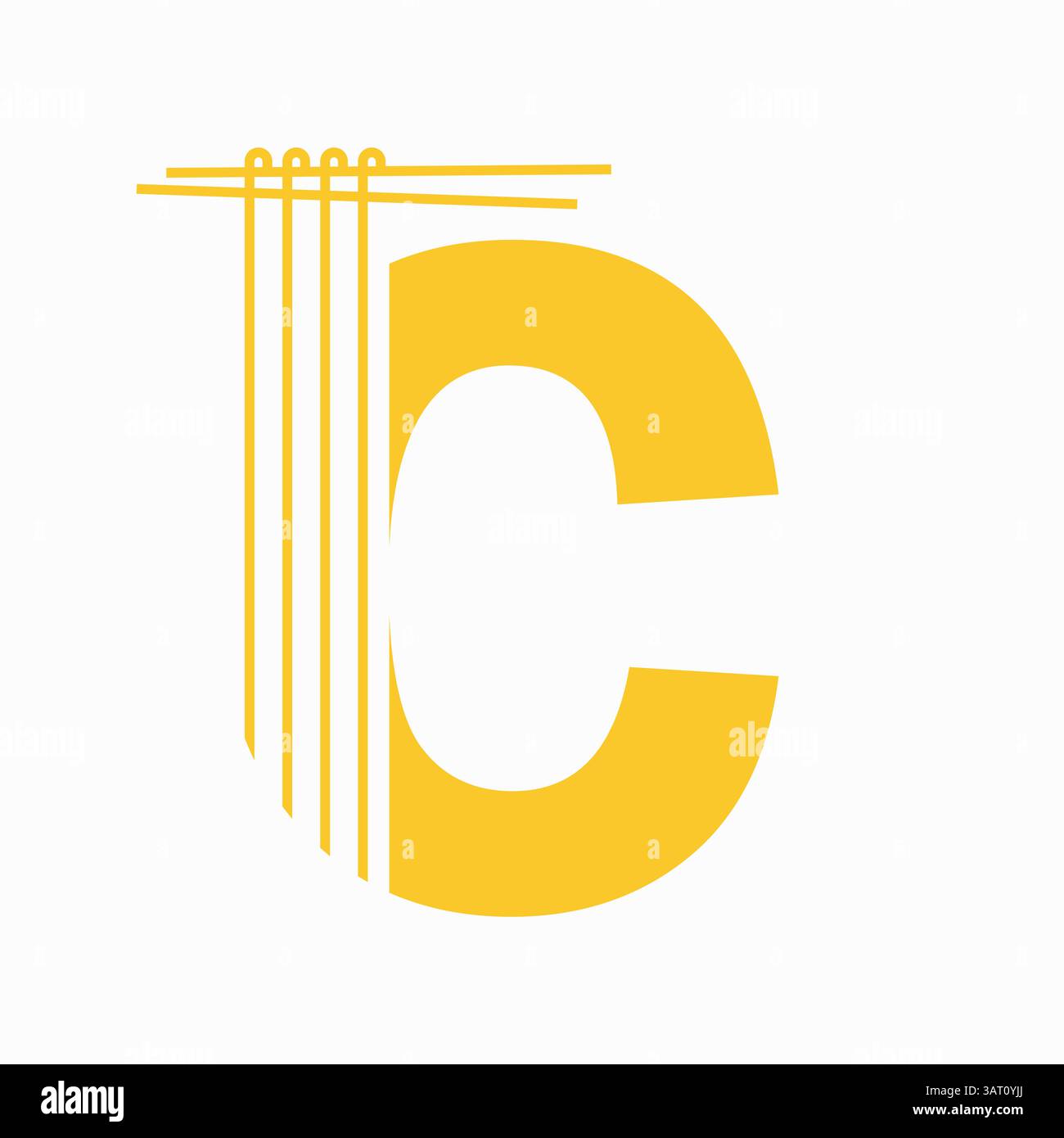 Letter C Nudeln Logo Design Konzept mit Nudeln und Sticks Symbol Vektor Vorlage Stock Vektor