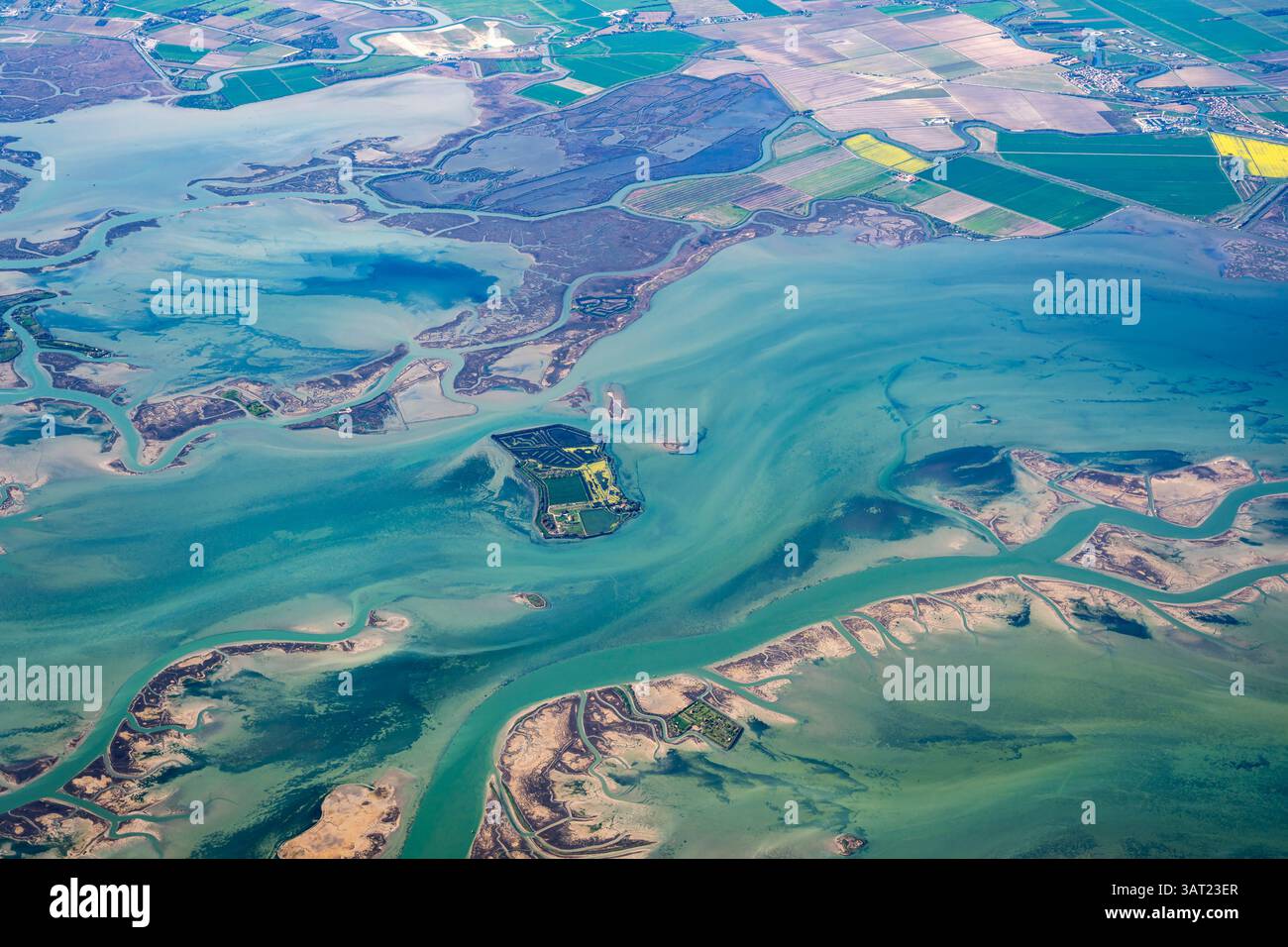 Aus der Vogelperspektive der Lagune von Venedig, Venetien, Italien Stockfoto